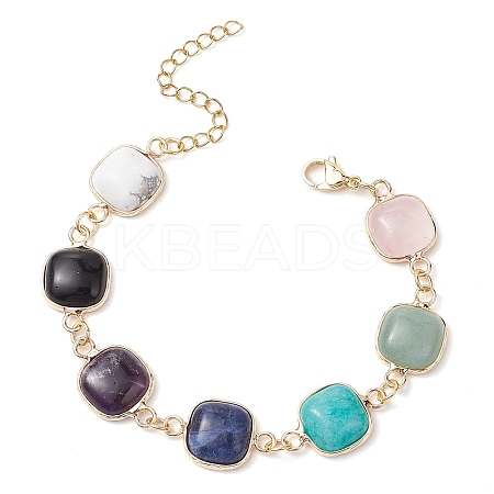 Natural Square Gemstone Link Bracelets BJEW-JB10982-1