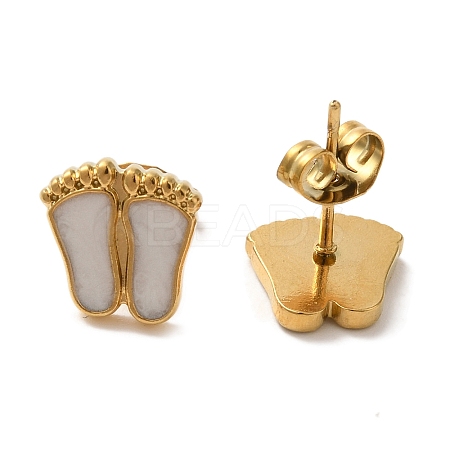 Ion Plating(IP) 304 Stainless Steel Footprint Stud Earrings EJEW-C114-21G-1