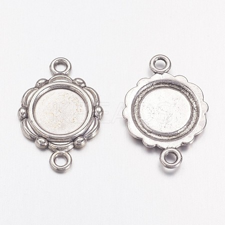 Tibetan Style Link Cabochon Bezel Settings TIBEP-0578-S-FF-1