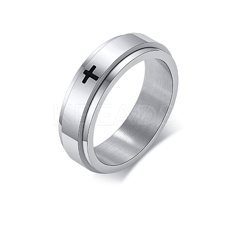 Non-Tarnish Stainless Steel Rotating Plain Band Ring WG30601-08-1