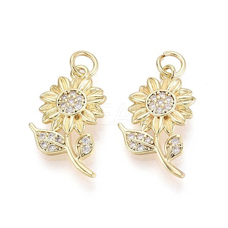 Brass Micro Pave Cubic Zirconia Pendants KK-T071-125G-1