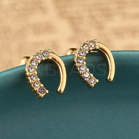 304 Stainless Steel Clear Cubic Zirconia Stud Earrings STAS-E502-02G-02-1
