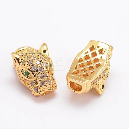 Brass Micro Pave Cubic Zirconia Beads ZIRC-P017-06G-NR-1