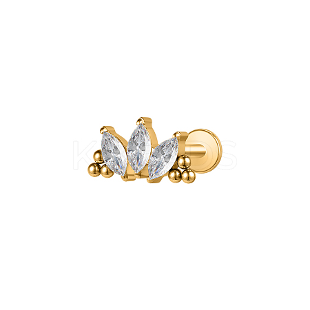 F136 Titanium Clear Cubic Zirconia Labrets AJEW-D302-01G-1