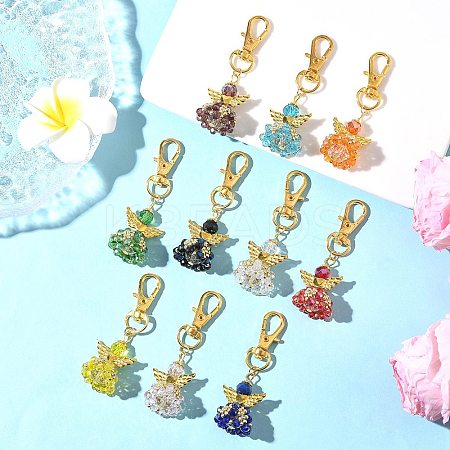 Angel Glass & Alloy Pendant Decorations HJEW-MZ00360-1
