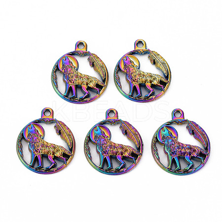 Alloy Howling Wolf Pendants PALLOY-S180-111-NR-1