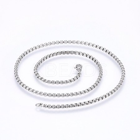 Non-Tarnish 304 Stainless Steel Box Chain Necklaces NJEW-F227-09P-10-1