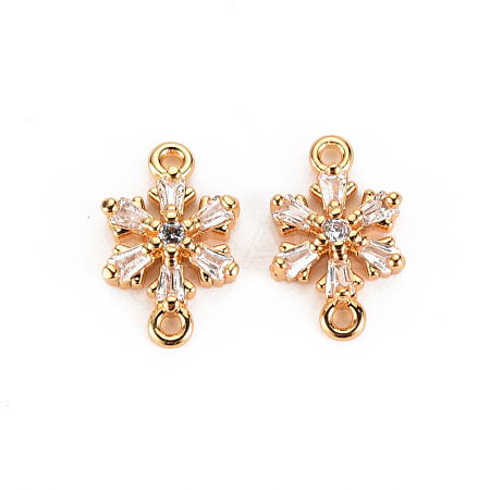 Brass Micro Pave Clear Cubic Zirconia Links Connectors KK-S360-103-1