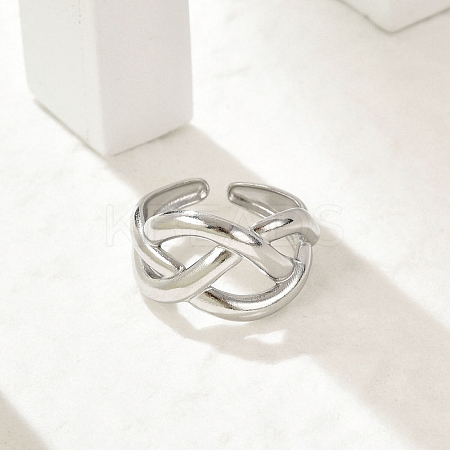 304 Stainless Steel Cuff Rings for Women RJEW-G338-25P-1