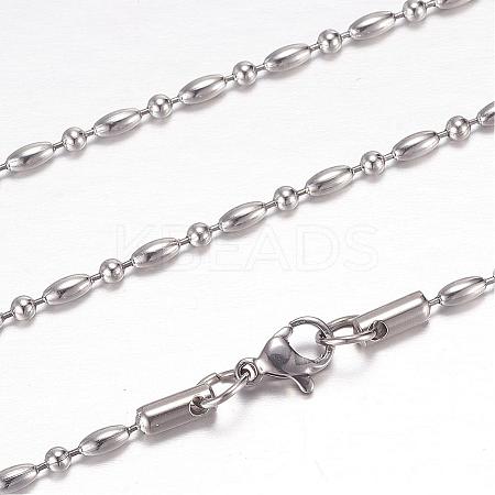 Tarnish Resistant 304 Stainless Steel Ball Chain Necklaces STAS-G083-62P-1