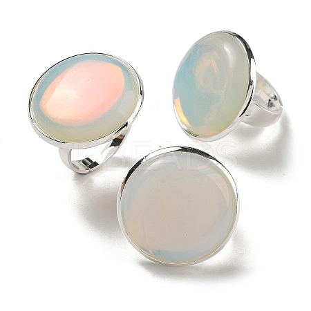 Opalite Round Adjustable Rings RJEW-K371-09S-28-1