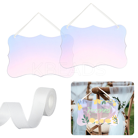 Wavy Rectangle Acrylic Blank Sign Pendant Decorations DIY-GA0006-40-1