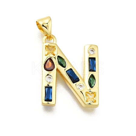 Brass Micro Pave Clear Cubic Zirconia Pendants KK-G521-01G-N-01-1