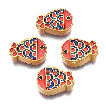 Rack Plating Alloy Enamel Beads ENAM-N056-037B-1