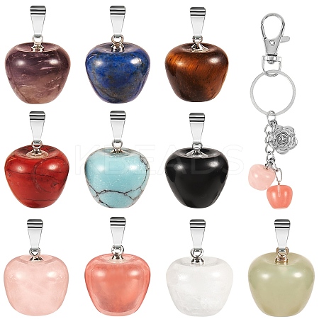 10Pcs 10 Style Natural & Synthetic Gemstone Pendants G-SZ0001-75-1