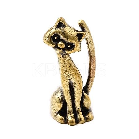 Brass Cat Miniature Figurine Statues KK-S335-02AB-B-1