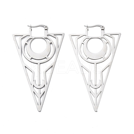304 Stainless Steel Triangle Hoop Earrings EJEW-M031-01P-1