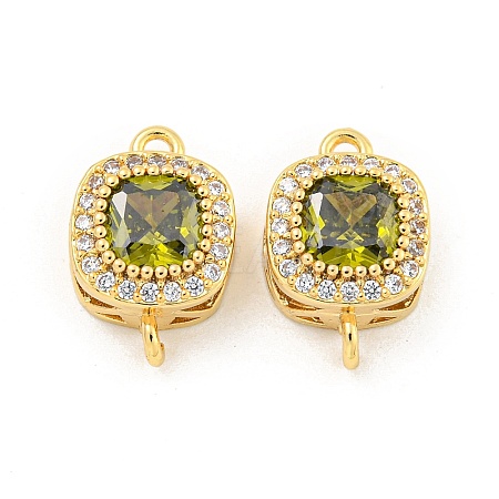 Brass Pave Cubic Zirconia Connector Charms KK-B096-05G-02-1