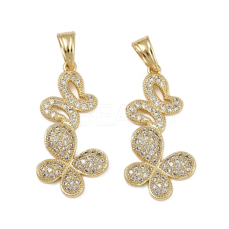 Brass Micro Pave Cubic Zirconia Pendants KK-I358-046G-1