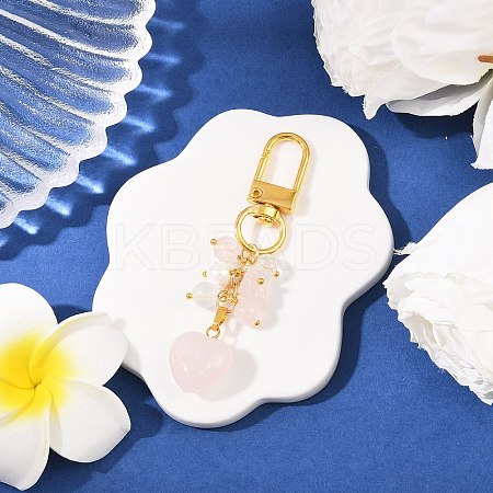 Natural Rose Quartz Pendant Decorations HJEW-JM04150-01-1