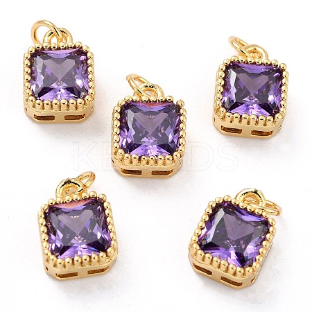 Real 18K Gold Plated Brass Inlaid Cubic Zirconia Charms ZIRC-L100-073G-05-1