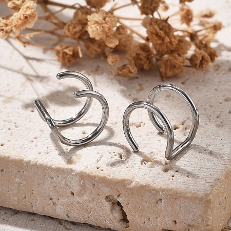 304 Stainless Steel 2 Line Hoop Clip on Nose Rings AJEW-A062-07P-1