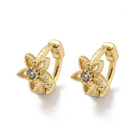 Brass Micro Pave Cubic Zirconia Hoop Earring EJEW-C088-01B-G-1