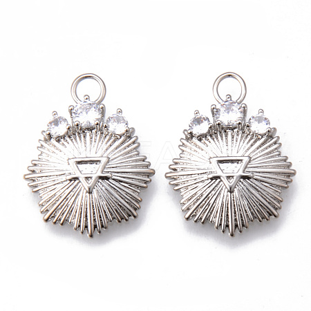 Brass Micro Pave Clear Cubic Zirconia Pendants KK-N232-152-NF-1