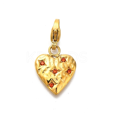 Heart 304 Stainless Steel Rhinestones Pendant Decorations STAS-R159-50G-06-1