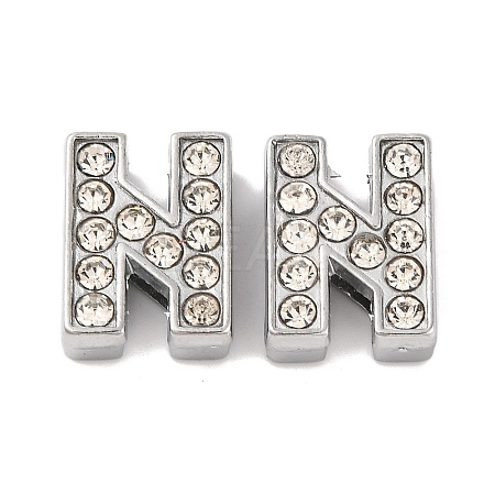 Alloy Initial Slide Charms with Grade A Rhinestones ALRI-R032-N-FF-1