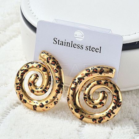 304 Stainless Steel Enamel Stud Earrings EJEW-Z084-15G-03-1