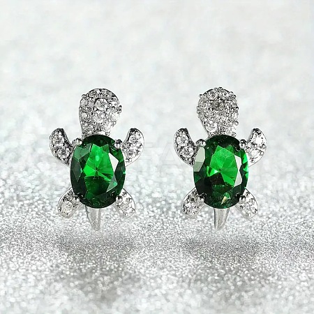 Tortoise Zinc Alloy Cubic Zirconia Stud Earrings WG8EE25-07-1
