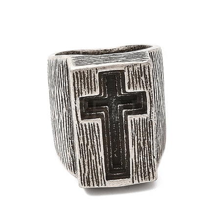 304 Stainless Steel Cross Finger Rings RJEW-Z114-01AS-1
