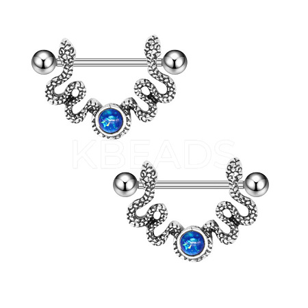 316L Surgical Stainless Steel Capri Blue Rhinestone Nipple Stirrup WG55624-02-1