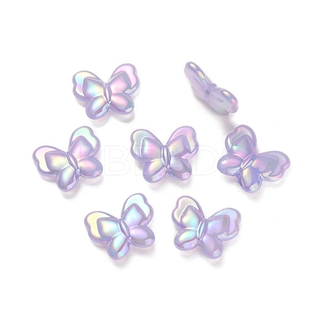 UV Plating Rainbow Iridescent Imitation Jelly Acrylic Beads OACR-K003-012B-1