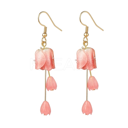 Plastic 3D Flower Long Dangle Earrings EJEW-JE04936-01-1