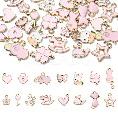 30Pcs 15 Styles Alloy Enamel Pendants ENAM-YW0004-25-1