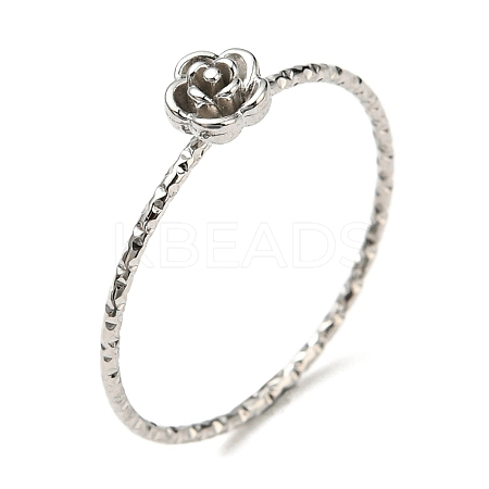 Non-Tarnish 304 Stainless Steel Rose Flower Finger Ring X-RJEW-P090-01P-1