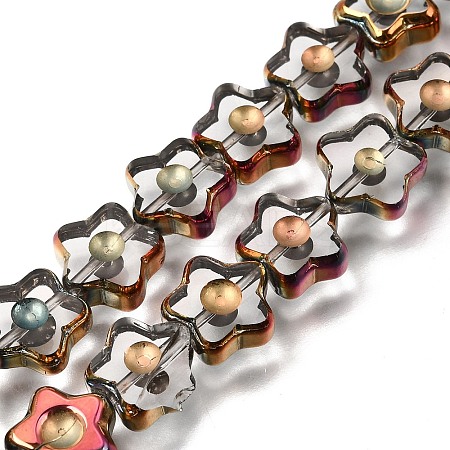 Electroplated Transparent Glass Beads Strands GL-CBA98F0-09D-1