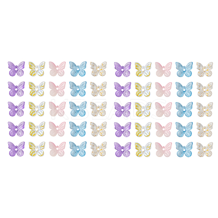 50Pcs 5 Colors Transparent Spray Painted Glass Charms GLAA-FP0001-12-1