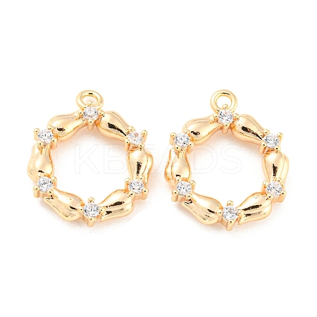 Brass Micro Pave Cubic Zirconia Pendants KK-E090-21G-1