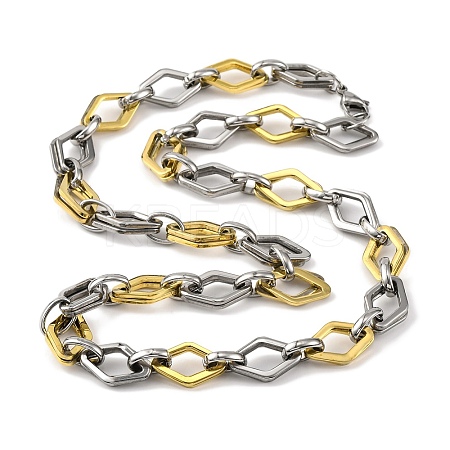 201 Stainless Steel Rhombus Links Chain Necklace NJEW-F22-39N-GP-1
