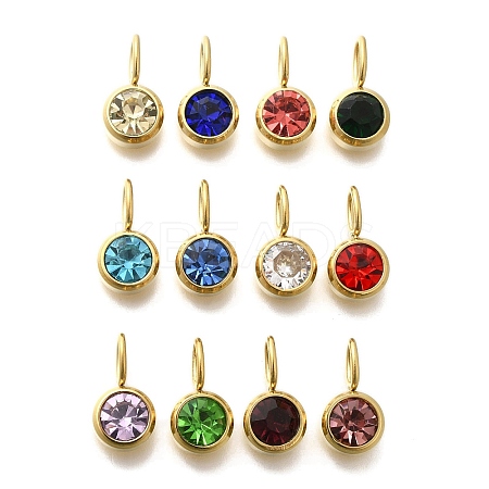 Ion Plating(IP) 304 Stainless Steel Micro Pave Cubic Zirconia Charms STAS-K263-76G-1
