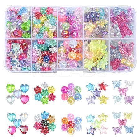 310Pcs 5 Styles Transparent Acrylic Beads MACR-CJ0001-65-1