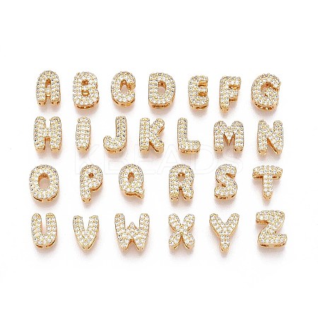 Brass Micro Pave Clear Cubic Zirconia Beads KK-T071-17G-1