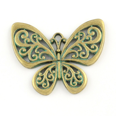 Butterfly Zinc Alloy Pendants PALLOY-R065-067-FF-1