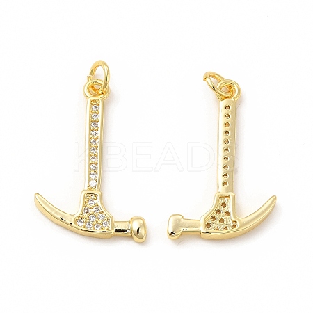 Rack Plating Brass Micro Pave Cubic Zirconia Tool Pendants KK-I699-15G-1