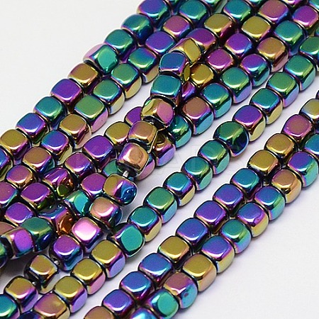 Electroplate Non-magnetic Synthetic Hematite Beads Strands G-J172-3x3mm-03-1