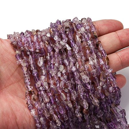 Natural Purple Phantom Quartz Purple Lodolite Quartz Beads Strands G-I389-A23-1