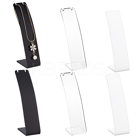 6Pcs 3 Styles Acrylic Slant Back Necklace Display Stands NDIS-FG0001-05-1